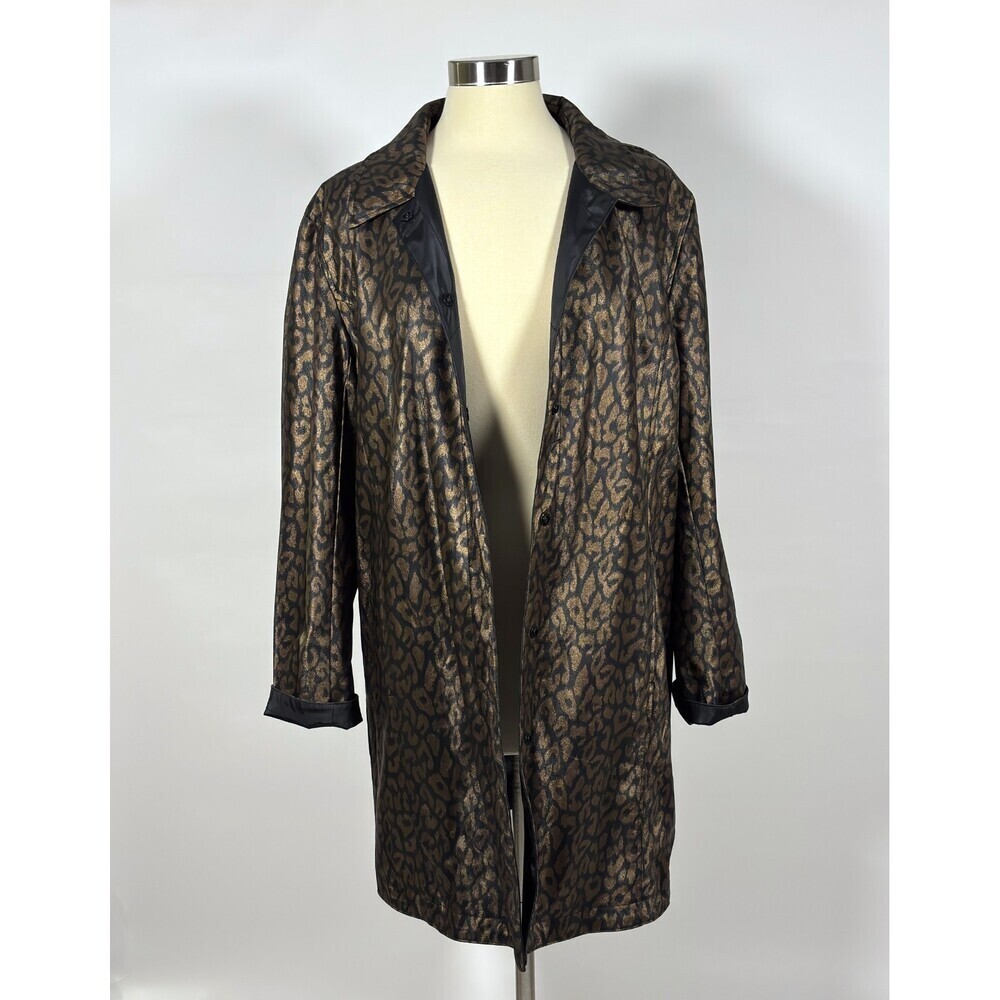 Reversible Animal Print Collared Jacket Black Leopard - Large